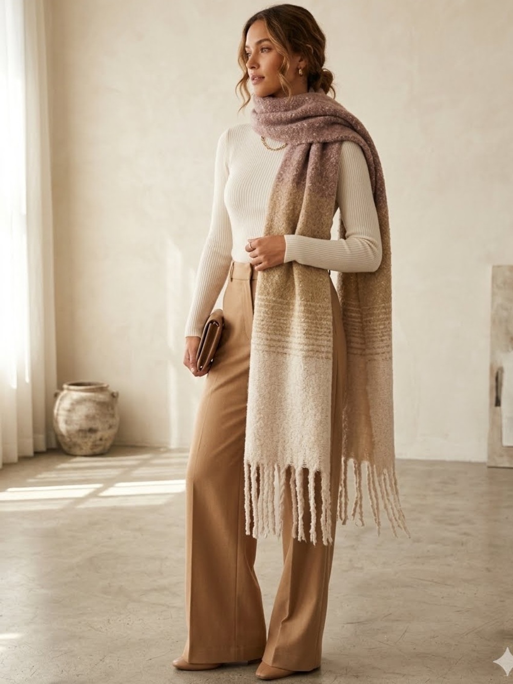 Mer Sea x Anthropologie Always by the Sea Cozy Wrap Blanket Knit Scarf Ombré